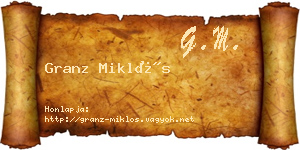 Granz Miklós névjegykártya